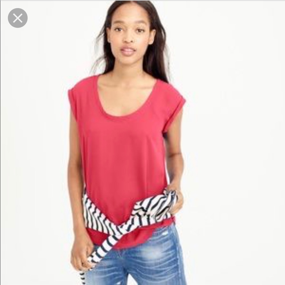 JCrew Polished Scoopneck Top 12 Coral